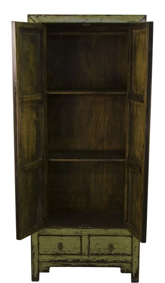 Casa Padrino Landhausstil Schrank Antik Stil Grün 75 x 40 x H. 180 cm aus Kiefernholz