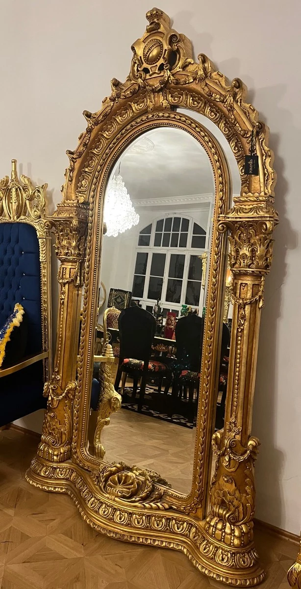 Pompöös by Casa Padrino Barock Standspiegel Gold 134 x H. 257 cm - Handgeschnitzt - Harald Glööckler Spiegel