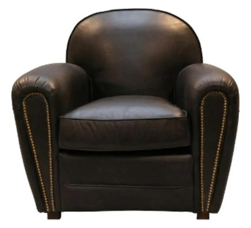 Casa Padrino Luxus Echtleder Sessel im englischen Stil Schwarz 88 x 76 x H. 88 cm