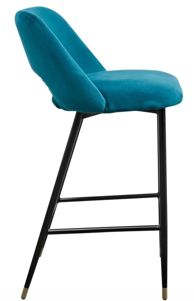 Casa Padrino Luxus Barstuhl Türkis / Schwarz 55 x 58 x H. 97 cm - Luxus Barmöbel