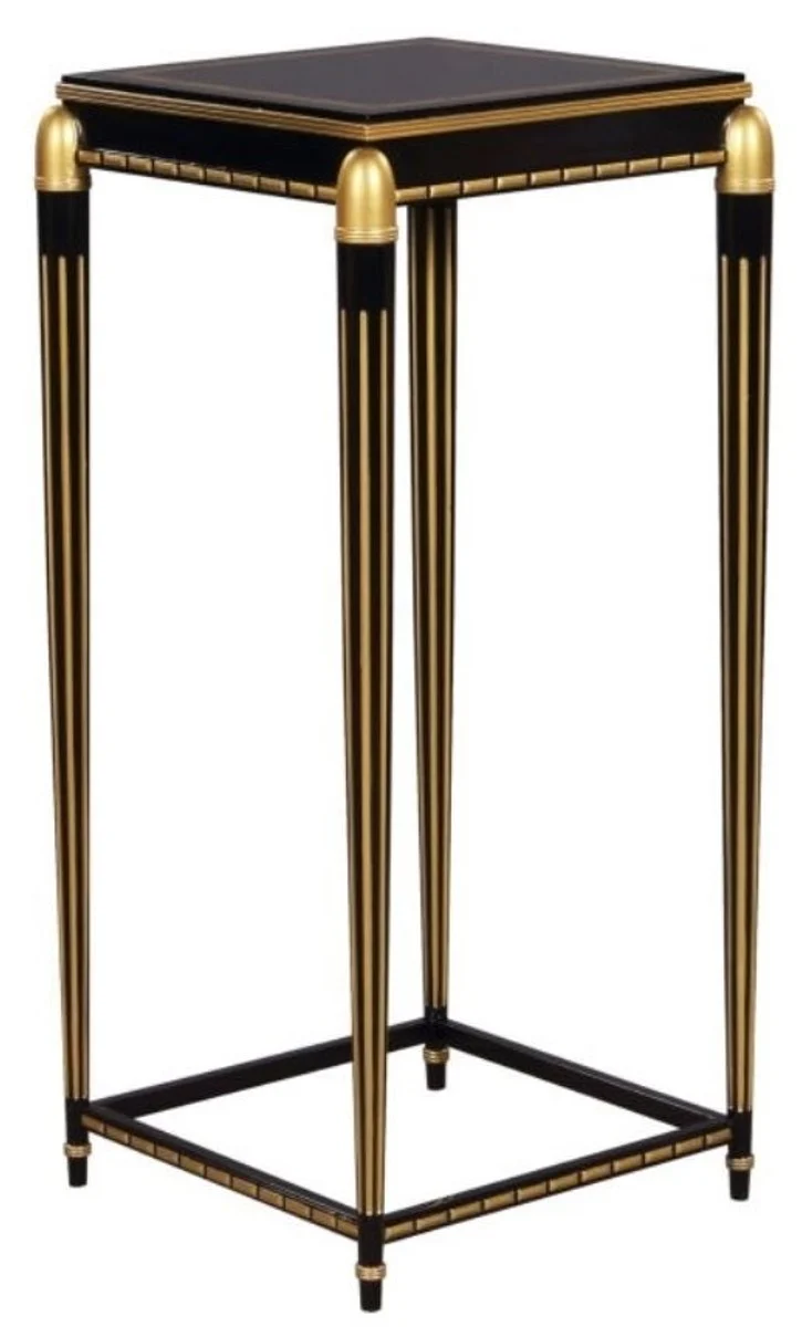 Casa Padrino Luxus Wohnzimmer Blumentisch Schwarz / Gold 45 x 45 x H. 95 cm - Luxus Beistelltisch