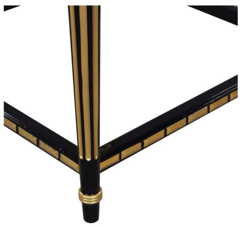Casa Padrino Luxus Wohnzimmer Blumentisch Schwarz / Gold 45 x 45 x H. 95 cm - Luxus Beistelltisch