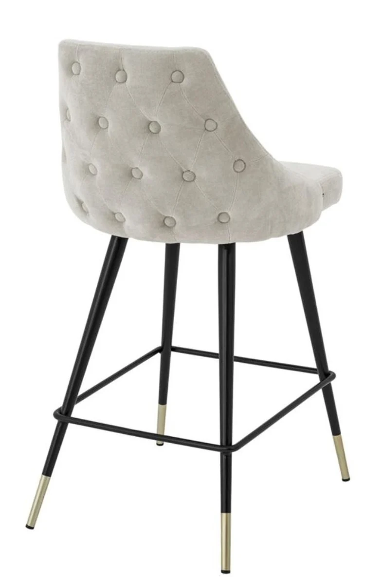 Casa Padrino Luxus Barstuhl im modernen Design Sandfarben und Schwarz 47 x 52 x H. 91 cm