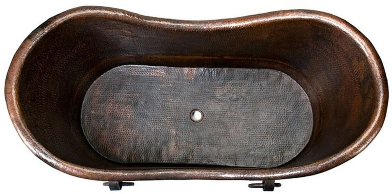Casa Padrino Luxus Jugendstil Kupfer Badewanne mit dekorativen Griffen 170 x 81 x H. 81 cm - Freistehende Retro Badewanne - Rustikale Badezimmer Möbel