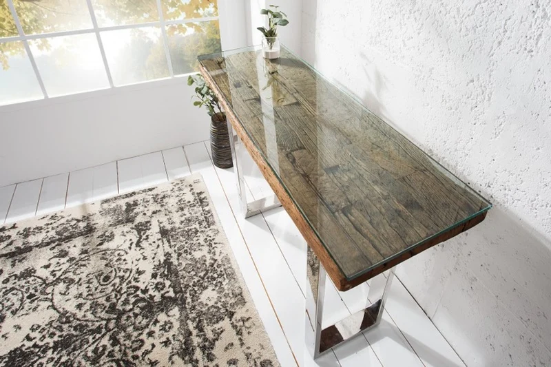 Casa Padrino Art Deco Luxus Konsole Massivholz 120 x 80 x H. 40 cm - Konsolen Tisch - Sekretär Konsole - Telefontisch - Hotel Möbel