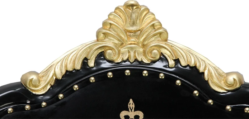 Pompöös by Casa Padrino Luxus Barock Sessel Bergere Schwarz / Gold mit Goldkrone - Pompööser Barock Sessel designed by Harald Glööckler