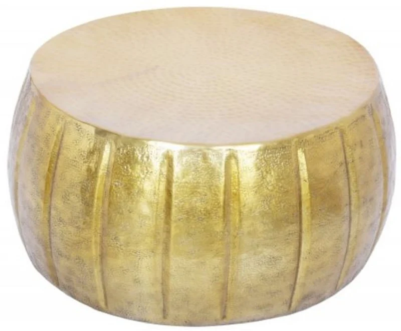 Casa Padrino Aluminium Couchtisch Gold Ø 65 x H. 31 cm - Runder Wohnzimmertisch im orientalischen Stil - Wohnzimmer Möbel
