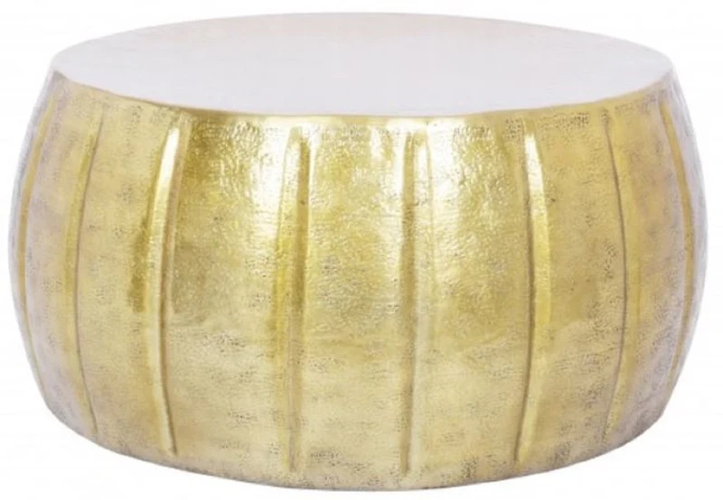 Casa Padrino Aluminium Couchtisch Gold Ø 65 x H. 31 cm - Runder Wohnzimmertisch im orientalischen Stil - Wohnzimmer Möbel