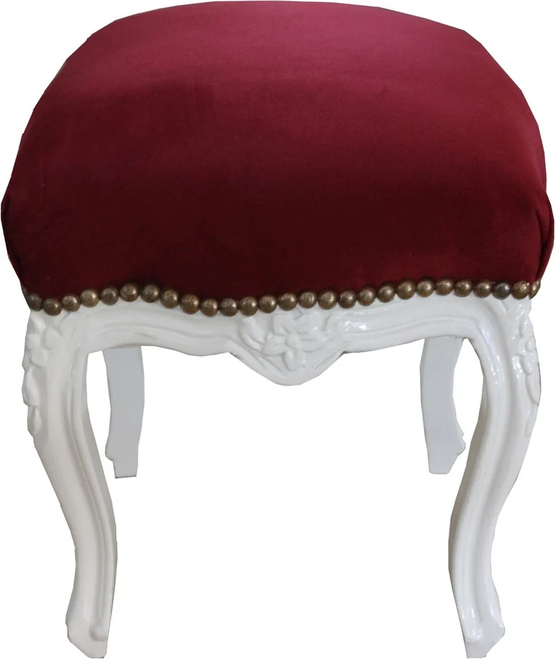 Casa Padrino Barock Sitzhocker Rot / Gold Höhe 40 cm, Breite 35 cm - Barock Möbel