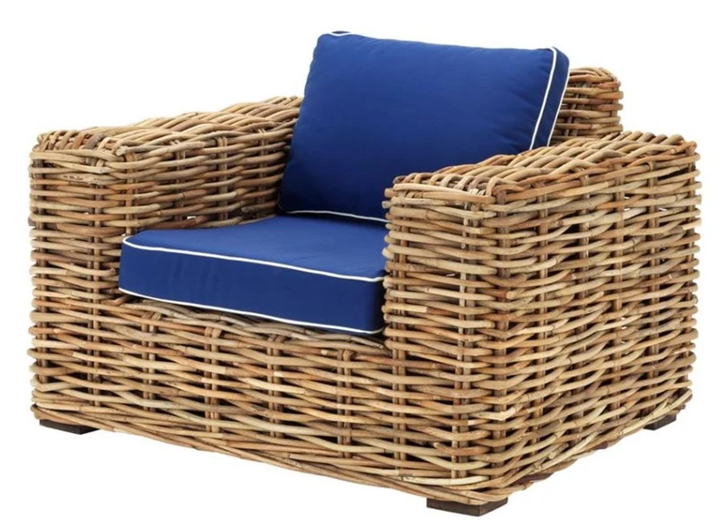 Casa Padrino Designer Rattan Sessel 100 x 88 x H. 69 cm - Luxus Wohnzimmer Möbel