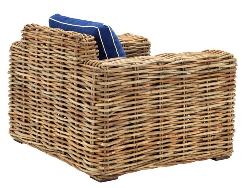 Casa Padrino Designer Rattan Sessel 100 x 88 x H. 69 cm - Luxus Wohnzimmer Möbel