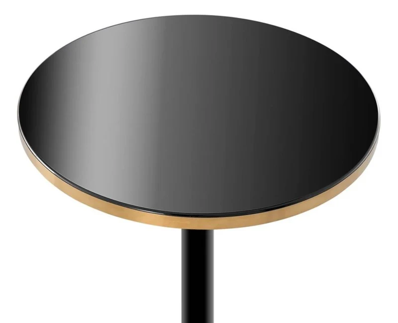 Casa Padrino Luxus Esstisch Schwarz / Messing Ø 60 x H. 75,5 cm - Luxus Esszimmermöbel