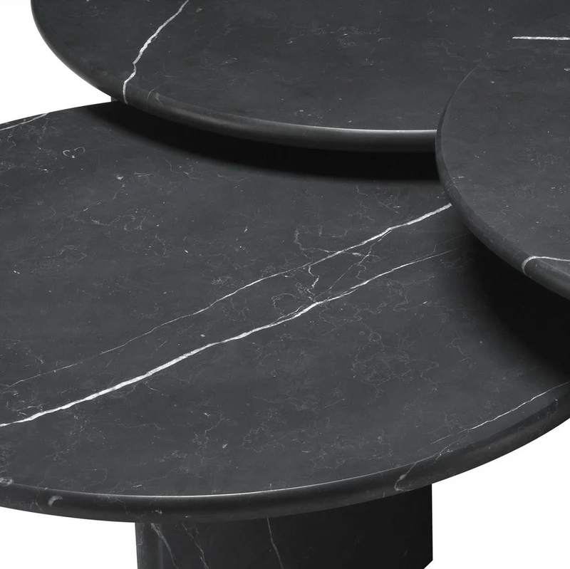 Casa Padrino Luxus Couchtisch Set Schwarz - 3 Wohnzimmertische aus hochwertigem Marmor - Luxus Wohnzimmer Möbel