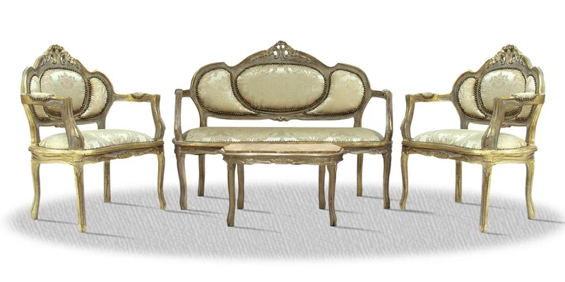 Casa Padrino Barock Salon Set Antik Gold - Luxus Möbel