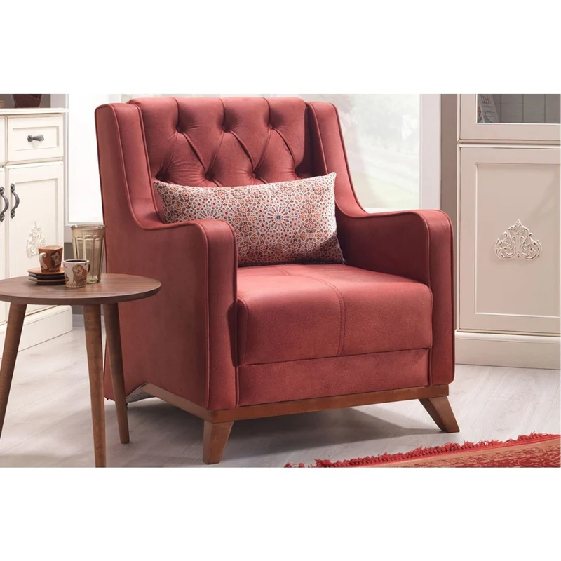 Casa Padrino Designer Bergere Sessel Berlin Ocker-Rot - B 105 x T 105 x H 87 cm