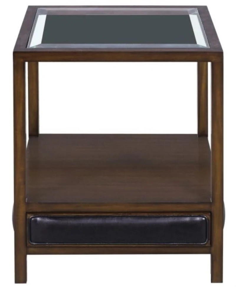 Casa Padrino Luxus Mahagoni Beistelltisch Braun / Schwarz 52 x 52 x H. 64 cm - Wohnzimmer Beistelltisch mit Glasplatte und Schublade