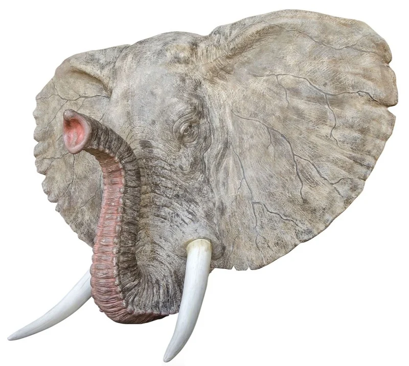 Casa Padrino Deko Wandfigur Elefant Grau 215 x 67 x H. 170 cm - Luxus Wanddekoration