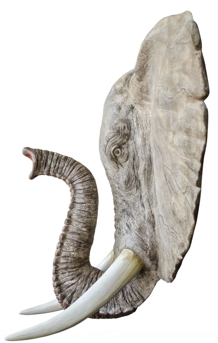 Casa Padrino Deko Wandfigur Elefant Grau 215 x 67 x H. 170 cm - Luxus Wanddekoration