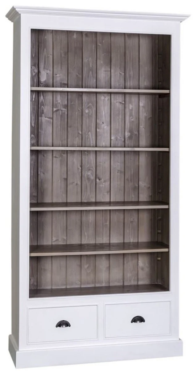 Casa Padrino Landhausstil Bücherschrank in Weiß und Braun, 109 x 39 x H. 210 cm