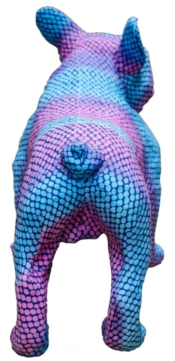 Casa Padrino Deko Bulldogge Blau / Lila 48 x 22 x H. 35 cm - Luxus Wohnzimmer Accessoires