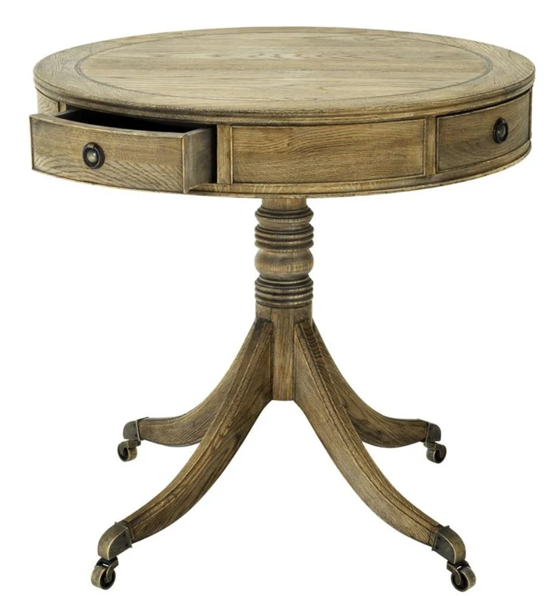 Casa Padrino Luxus Wohnzimmer Beistelltisch Naturfarben / Messing Ø 80 x H. 74 cm - Wohnzimmermöbel