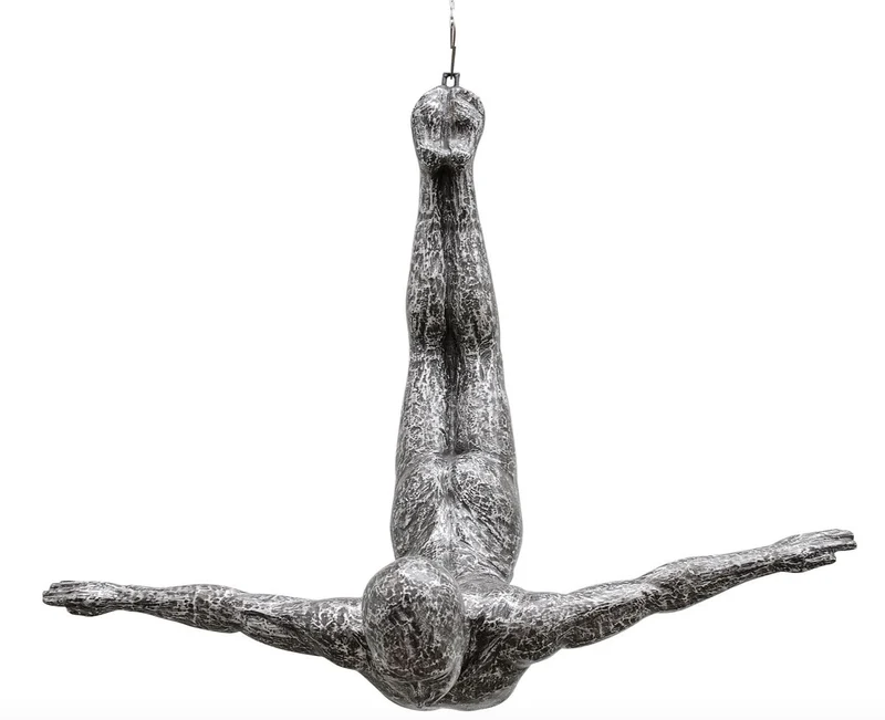 Casa Padrino Luxus Kunstspringer Skulptur Silber / Schwarz 147 x 157 x H. 80 cm - Große Turmspringer Figur