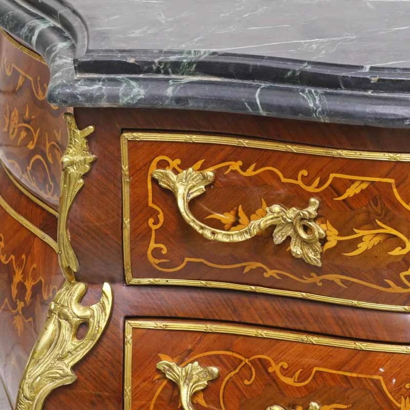 Casa Padrino Barock Kommode mit 4 Schubladen und Marmorplatte in braun / gold / schwarz 80 x 45 x H. 85 cm