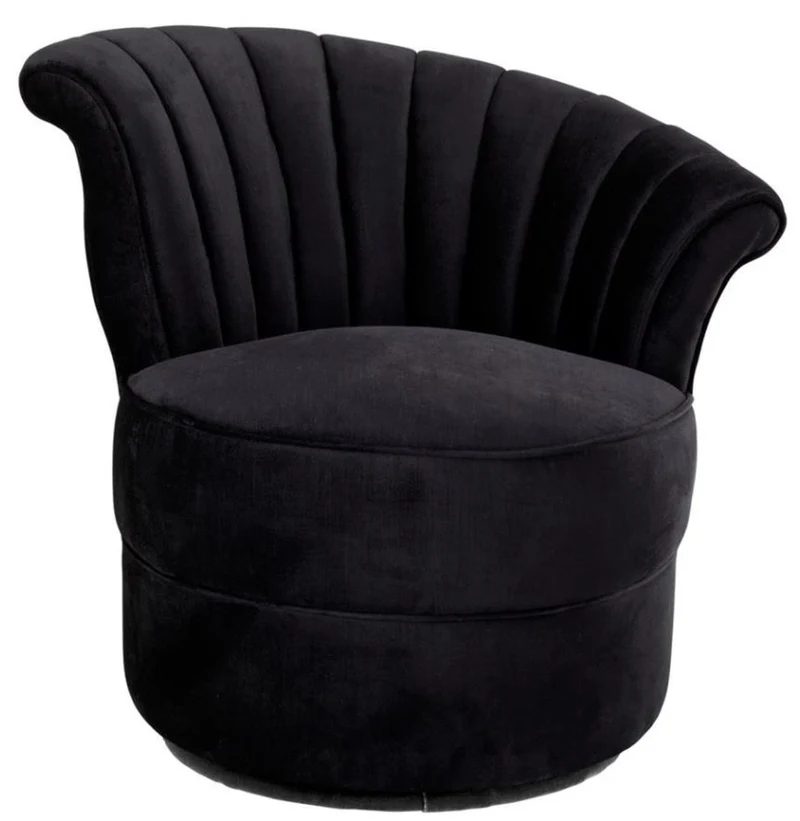 Casa Padrino Designer Sessel Schwarz 56 x 66 x H. 72 cm - Luxus Drehsessel