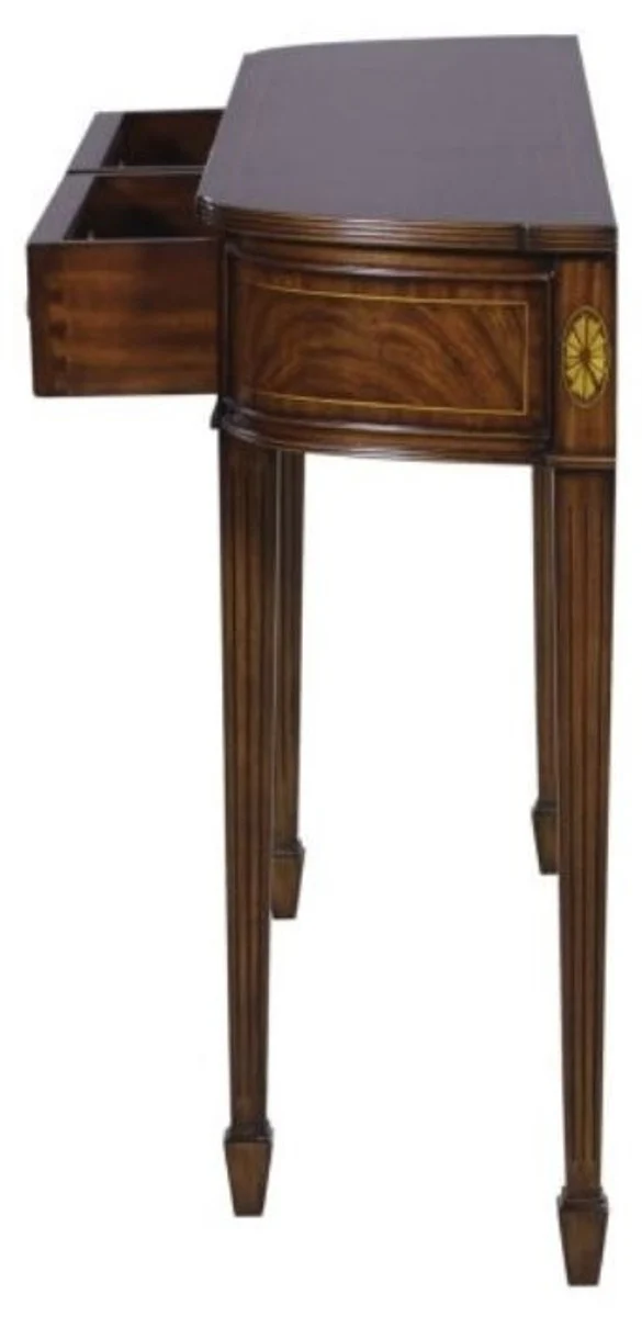 Casa Padrino Luxus Jugendstil Mahagoni Konsole Braun 130 x 30 x H. 78 cm - Konsolentisch mit 2 Schubladen im französichen Jugendstil