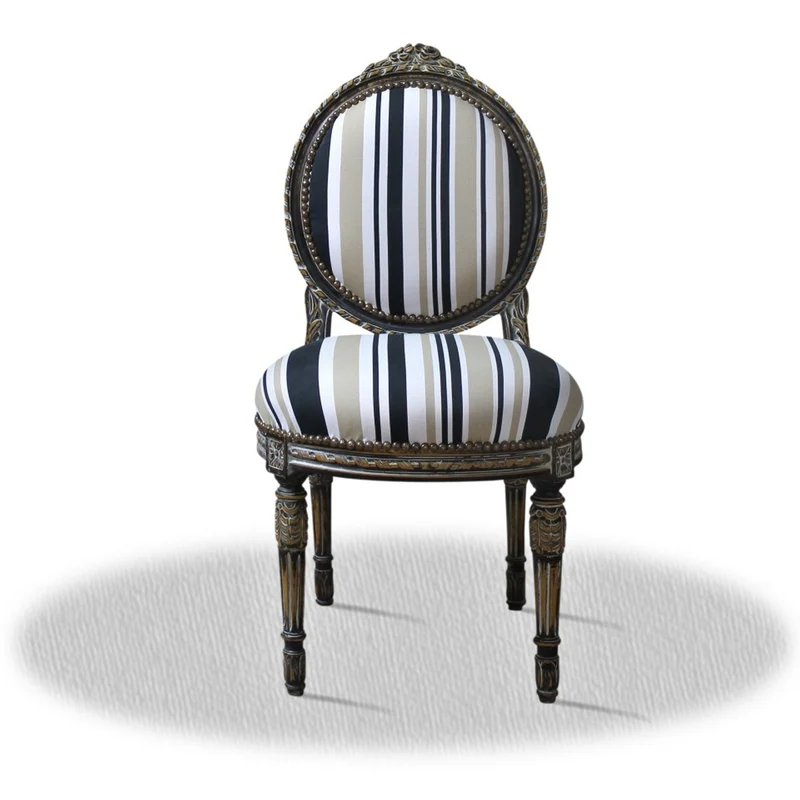 Casa Padrino Barock Salonstuhl mit Streifen 50 x 50 x H. 100 cm - Luxus Stuhl