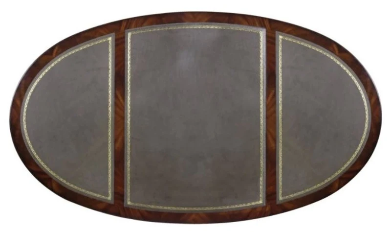 Casa Padrino Luxus Partner Schreibtisch Braun / Grün 180 x 102 x H. 76 cm - Mahagoni Doppel Schreibtisch mit 18 Schubladen