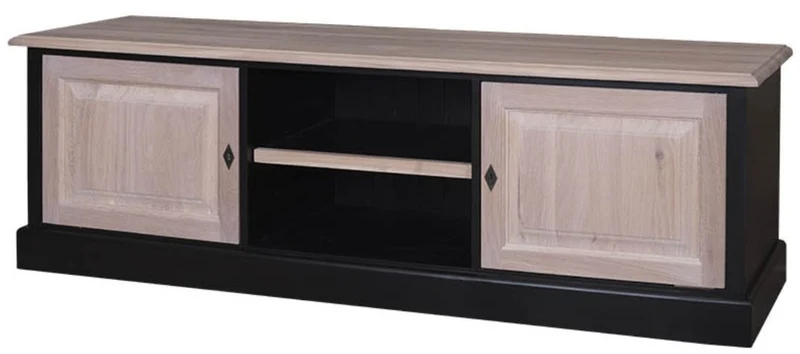 Casa Padrino Landhausstil Fernsehschrank TV Sideboard in Schwarz und Naturfarben 180 x 46 x H. 56 cm