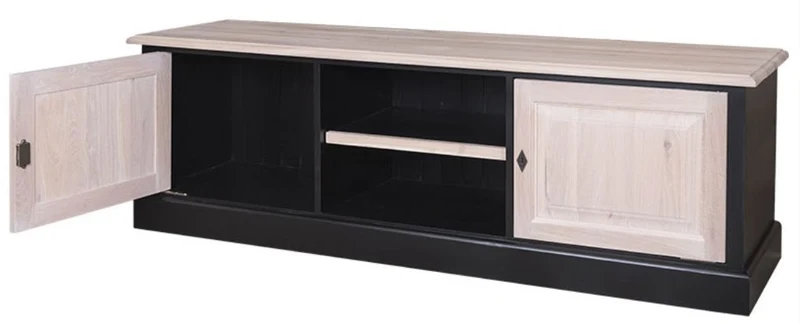 Casa Padrino Landhausstil Fernsehschrank TV Sideboard in Schwarz und Naturfarben 180 x 46 x H. 56 cm