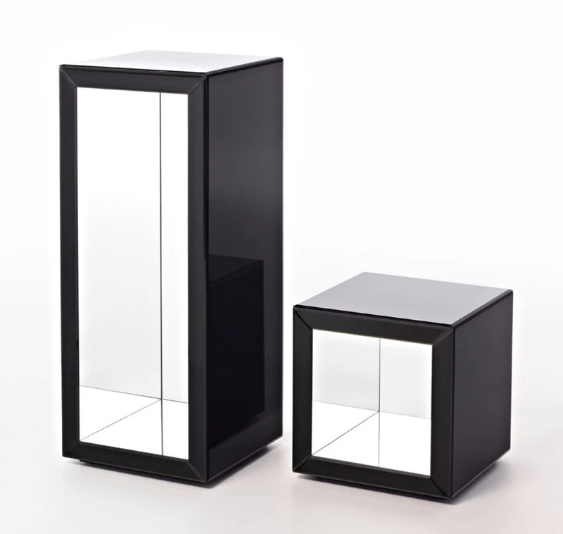 Casa Padrino Luxus Beistelltisch im Säulen Design Schwarz 46 x 46 x H. 112 cm - Luxus Qualität