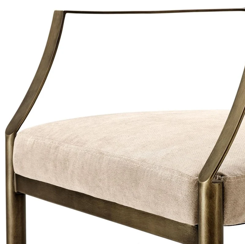 Casa Padrino Luxus Esszimmerstuhl mit Armlehnen Greige / Bronze 60,5 x 60 x H. 91 cm - Limited Edition