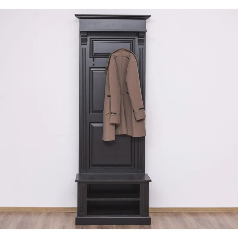Casa Padrino Jugendstil Wand Garderobe mit Ablagefächer Schwarz Antik Stil - Landhaus Stil Garderobenschrank
