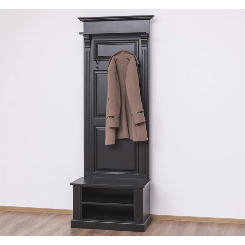 Casa Padrino Jugendstil Wand Garderobe mit Ablagefächer Schwarz Antik Stil - Landhaus Stil Garderobenschrank