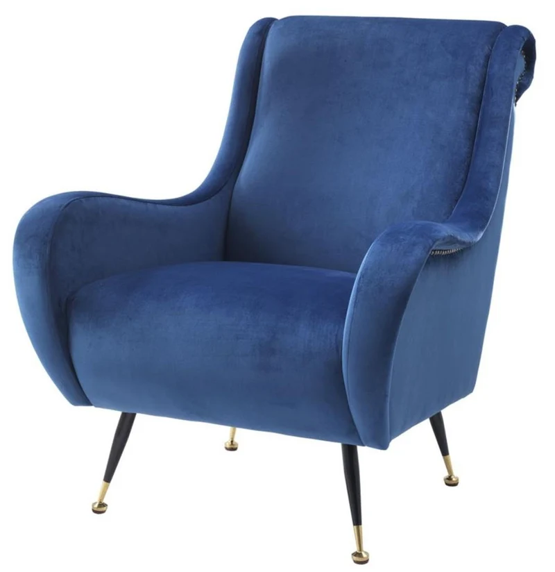Casa Padrino Luxus Hotel Salon Sessel Blau 80 x 90 x H. 88 cm - Hotel Möbel