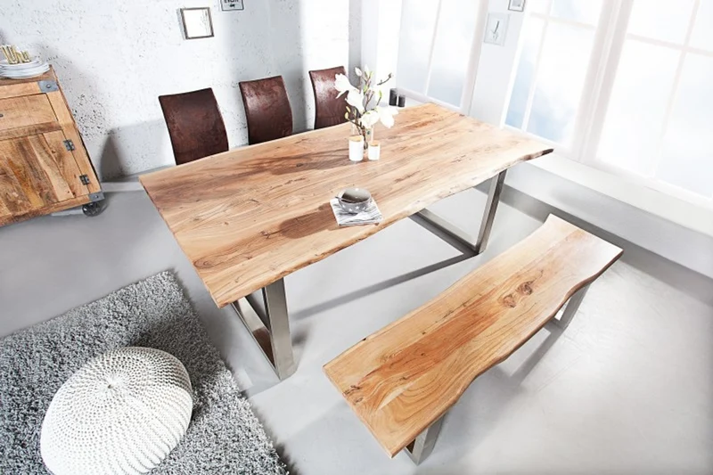 Casa Padrino Designer Sitzbank aus massivem Akazienholz Breite 160 cm, Höhe 40 cm