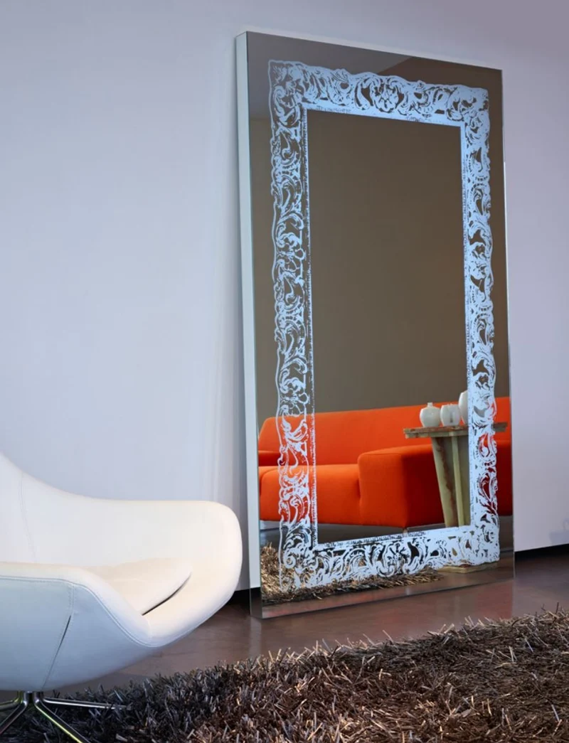 Casa Padrino Luxus Spiegel mit Licht und Fernbedienung 107 x H. 182 cm - Luxus Qualität