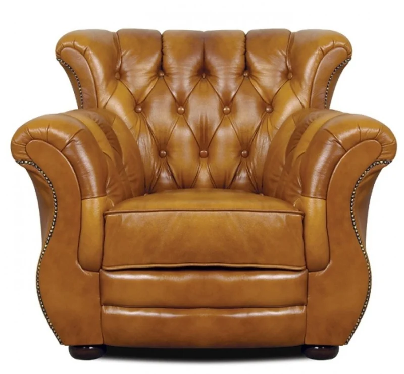 Casa Padrino Luxus Chesterfield Echtleder Sessel Braun 95 x 85 x H. 88 cm - Echtleder Möbel