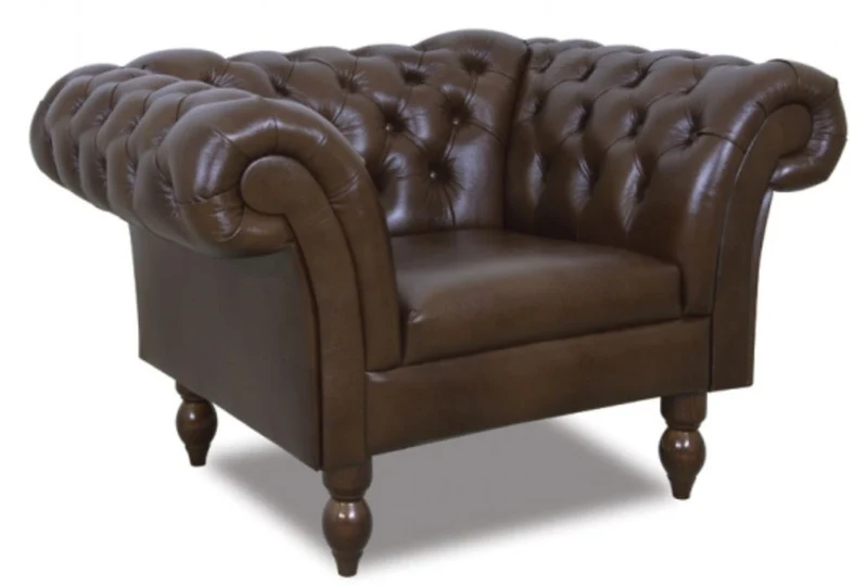 Casa Padrino Chesterfield Echtleder Sessel Dunkelbraun 130 x 90 x H. 80 cm - Wohnzimmermöbel im Chesterfield Design