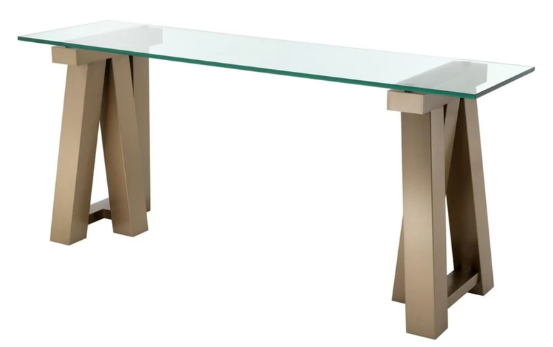 Casa Padrino Luxus Konsole Messing 90 x 25 x H. 90 cm - Wohnzimmermöbel