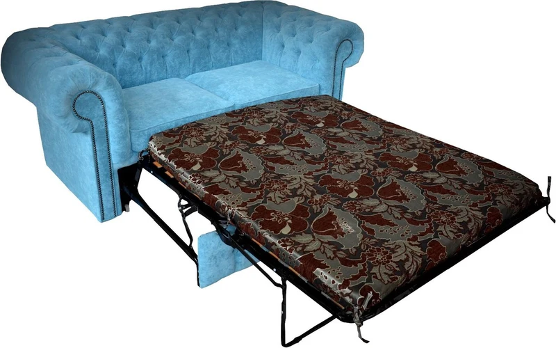 Casa Padrino Chesterfield 2er Sofa in Hell Blau 180 x 100 x H. 80 cm - Luxus Chesterfield Schlafsofa