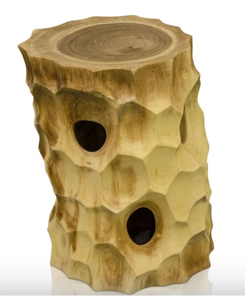 Casa Padrino Luxus Wohnzimmer Beistelltisch / Hocker Naturfarben - Luxus Qualität