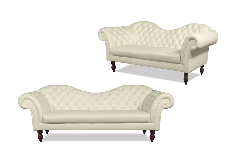 Casa Padrino Chesterfield 3er Sofa Venedig - Echt Leder Creme