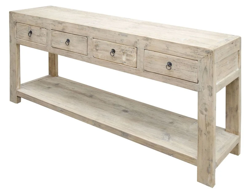 Casa Padrino Landhausstil Konsolentisch mit 4 Schubladen Naturfarben 170 x 45 x H. 85 cm - Landhausstil Konsole