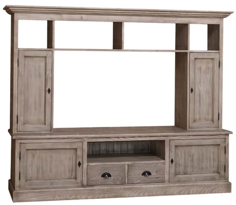 Casa Padrino Landhausstil Fernsehschrank aus massivem Kiefernholz, Naturfarben, 207 x 46 x H. 166 cm