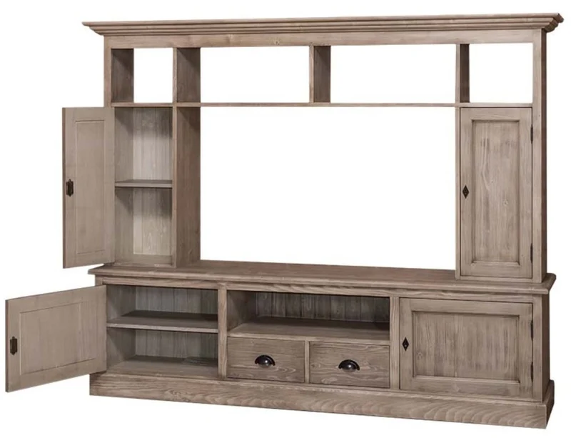 Casa Padrino Landhausstil Fernsehschrank aus massivem Kiefernholz, Naturfarben, 207 x 46 x H. 166 cm