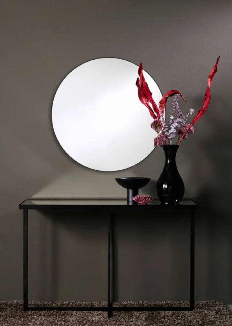 Casa Padrino Luxus Konsole Schwarz 120 x 40 x H. 77 cm - Rechteckiger Metall Konsolentisch mit Spiegelglas - Wohnzimmer Möbel